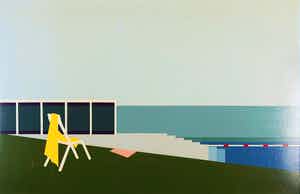 Roel Jonges - Zwembad - 1973 - olieverf op hardboard - BKR Den Haag verkocht voor € 20!