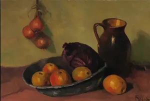 Roelof Wildeboer - Olieverf op doek, Stilleven met uien - Ingelijst kopen? Bied vanaf 50!