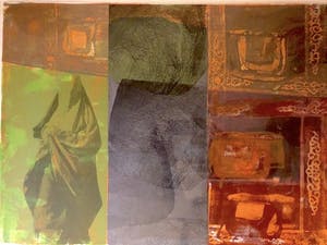 Mirjam Burer - Abstracte Compositie - Lithografie, Ingelijst (Groot) kopen? Bied vanaf 60!