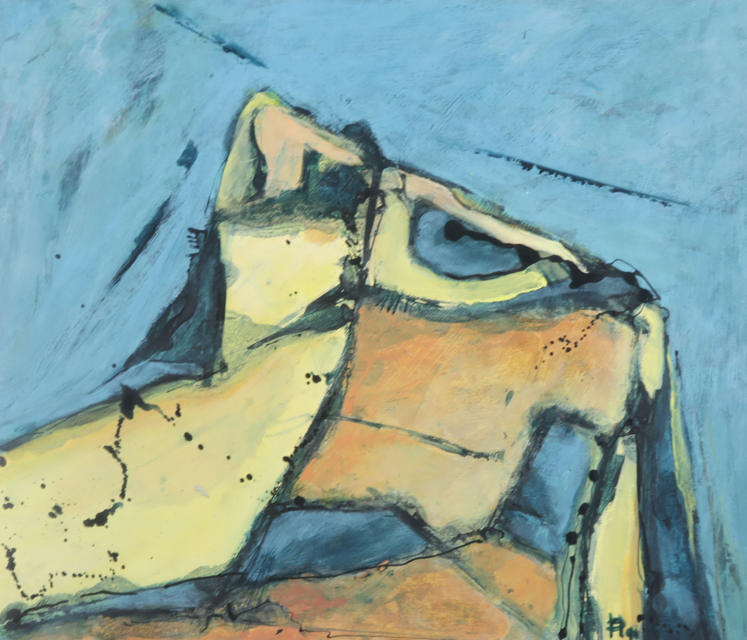 Wim Hoogstraten - Acryl op papier, Afziende rots kopen? Bied vanaf 1!