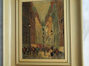 Niet of onleesbaar gesigneerd - Olieverf op doek , Stadsgezicht, Parijs? – gesigneerd en ingelijst kopen? Bied vanaf 1!