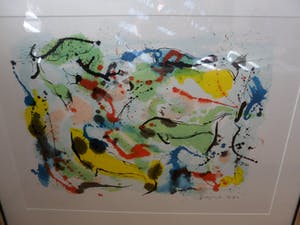 Nic Jonk - Zeefdruk, Titel, "Schone lucht". - Ingelijst groot. kopen? Bied vanaf 120!