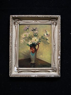 Niet of onleesbaar gesigneerd - Fraai omstreeks 1900 geschilderd olieverf "Voorjaarsboeket Margrieten" gesigneer kopen? Bied vanaf 10!