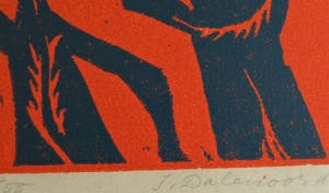 Jenny Dalenoord - Linosnede , BEVRIJDINGSDAG 1945-1955 – gesigneerd & ingelijst – 1955 kopen? Bied vanaf 10!