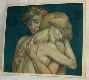 Klaas Pijlman - Gouache , “Liefdespaar” – 1988 kopen? Bied vanaf 1!