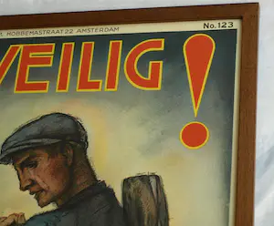 Hans Bolleman - Ingelijst affiche , Werk veilig! Denk aan moeder - 1942 kopen? Bied vanaf 100!