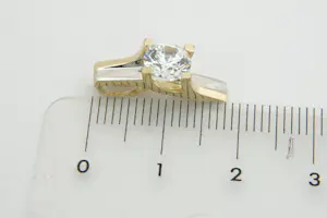 3- Prachtige 14 karaats gouden bicolor solitair hanger kopen? Bied vanaf 65!