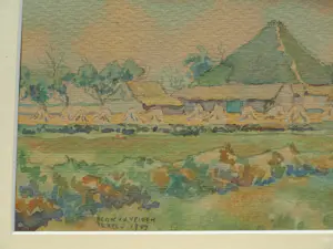 Ad Blok van der Velden - Ingelijste aquarel , Landschap Texel - 1947 kopen? Bied vanaf 250!