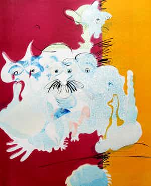 John Slippens - Monotype: Maskers - 1985 verkocht voor € 55!