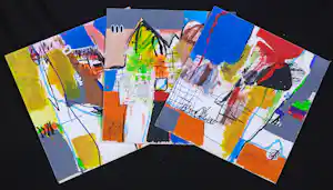 AcheterKantcho Kanev - Lot van 3 zeefdrukken, Zonder titel (Abstracte compositie)? Enchérissez de 40!