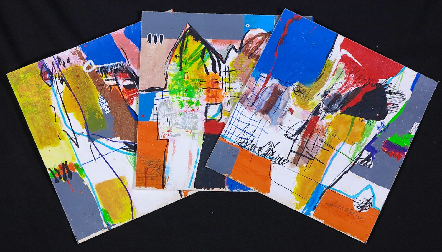 Kantcho Kanev - Lot van 3 zeefdrukken, Zonder titel (Abstracte compositie) kopen? Bied vanaf 50!