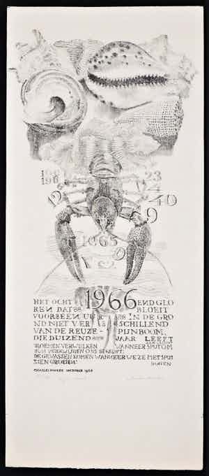 Charles Donker - De Luis - Compositie met tekst - Kreeft met schelpen verkocht voor € 75!
