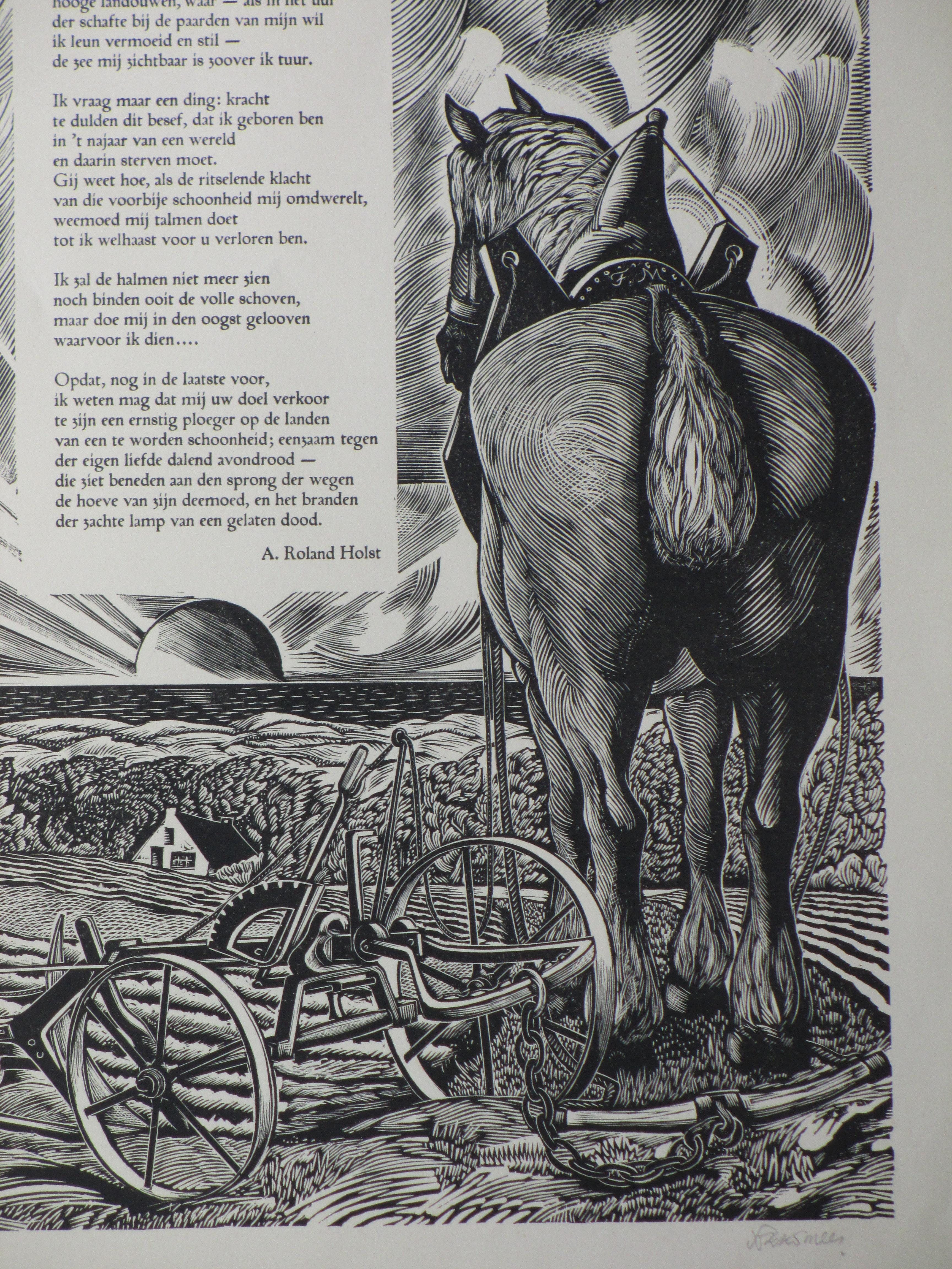 Fokko Mees - De Ploeger - Houtsnede kopen? Bied vanaf 35!