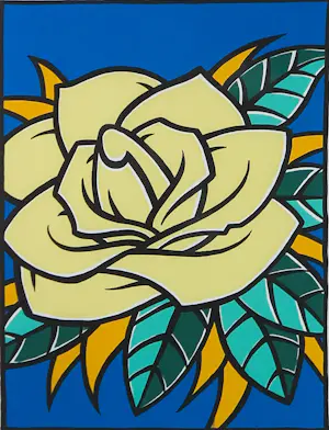 Henk Schiffmacher - Zeefdruk, Gele Roos - Ingelijst kopen? Bied vanaf 150!