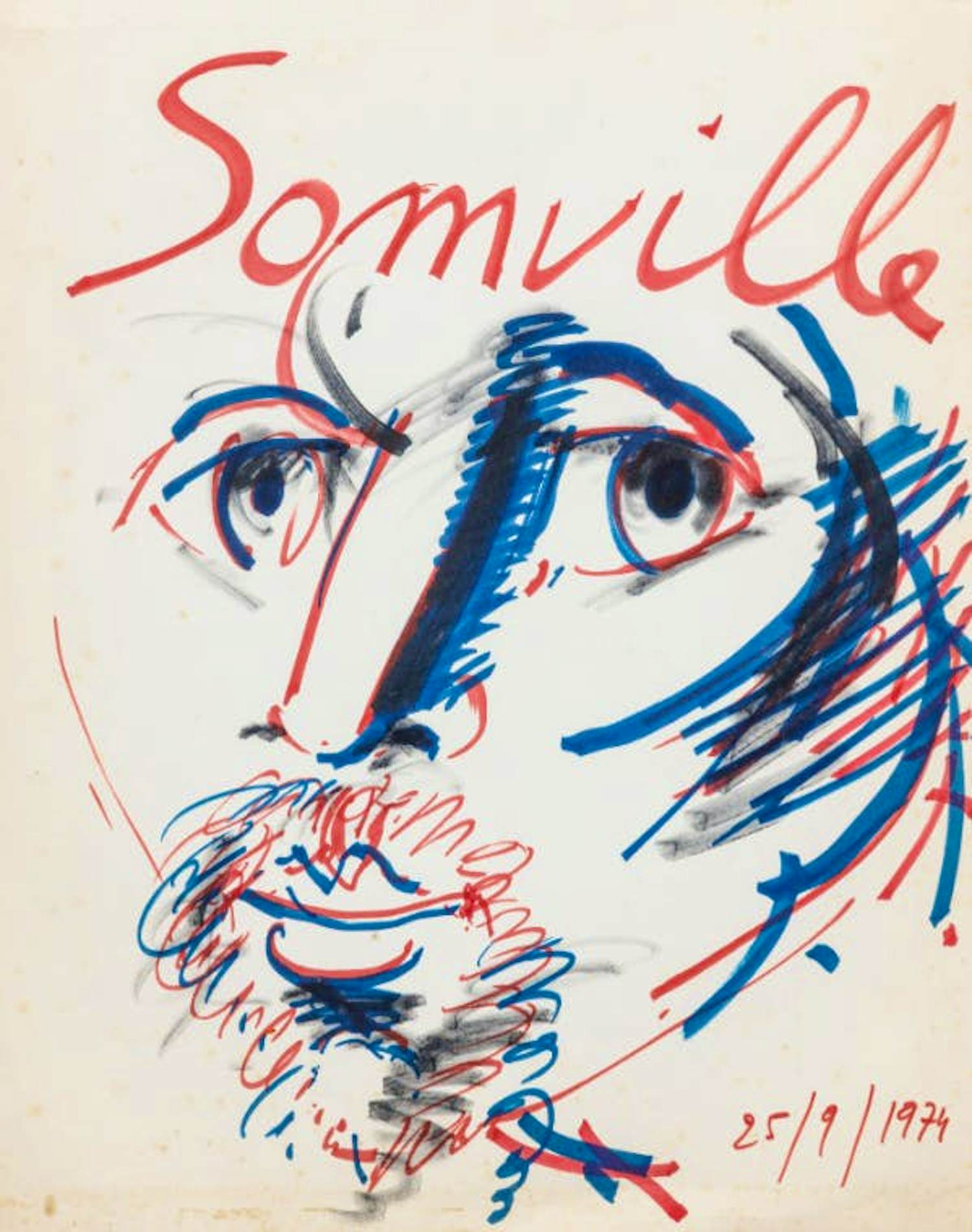 Roger Somville - grote tekening uit 1974 - gesigneerd en ingelijst kopen? Bied vanaf 325!