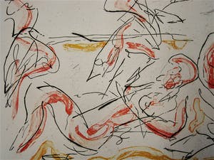 Wim Worm - gebruikt altijd felle kleuren - gesigneerde Litho - Strand - 1987 kopen? Bied vanaf 20!