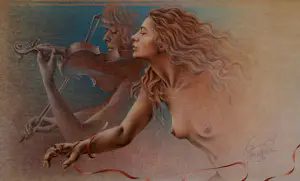 Poen de Wijs - Ingelijste olieverf op paneel: 'Inpromptu in rood' kopen? Bied vanaf 1250!