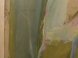 Jan Hoogervorst - Olieverf op paneel, Compositie in roze en groen met blauw - Ingelijst (Zeer Groot) kopen? Bied vanaf 150!