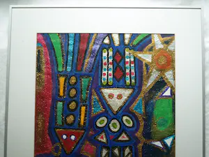 Pepe Viteri - Ingelijst, Acryl op papier , Dansantes (‘Dansers’) – 1992 – Lijst, 91½ x 71½ cm kopen? Bied vanaf 50!