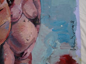 Peter Klashorst - Groot werk op doek , “Vrouw met Teddybeer” – 2018 – 120 x 93 cm kopen? Bied vanaf 350!