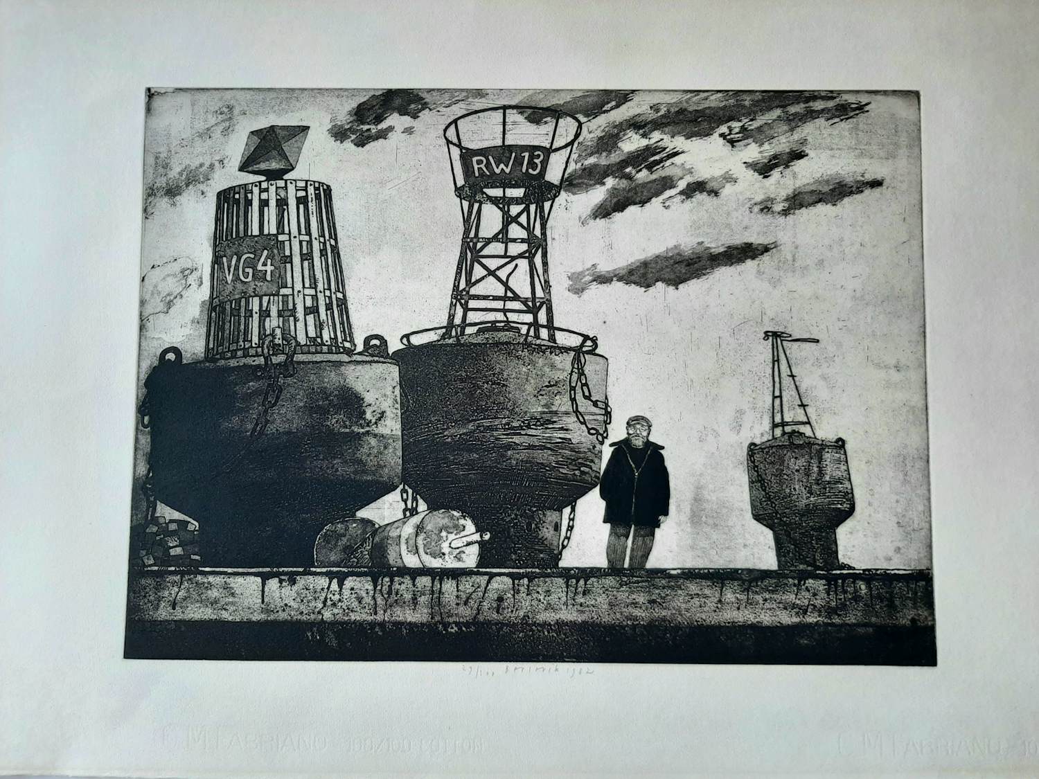 Herman Berserik - Ets, Zelfportret met boeien verkocht voor € 70!