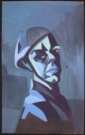 Joe Wols - Gouache op papier, Blauw figuur kopen? Bied vanaf 1!