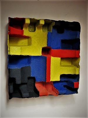 Pjotr van Oorschot - Geometrisch Acrylverf op karton "Hommage a de Stijl" gesigneerd kopen? Bied vanaf 30!