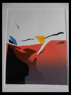 Gerard 't Hart - Zeefdruk. Getiteld "Abstract Kleuren". kopen? Bied vanaf 30!