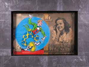 Jan Bollaert - Acryl op papier, K.I.-clown - Ingelijst verkocht voor € 50!