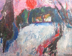 Willempje Noordam - Olieverf op paneel, Nuage et Maison - Ingelijst kopen? Bied vanaf 65!