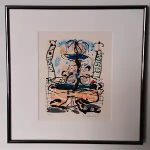 Kees Salentijn - Zeefdruk, schitterend gelijst! verkocht voor € 75!