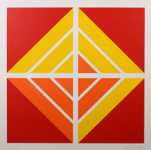 Cyril Lixenberg - Zeefdruk, Geometrische compositie - Ingelijst kopen? Bied vanaf 1!