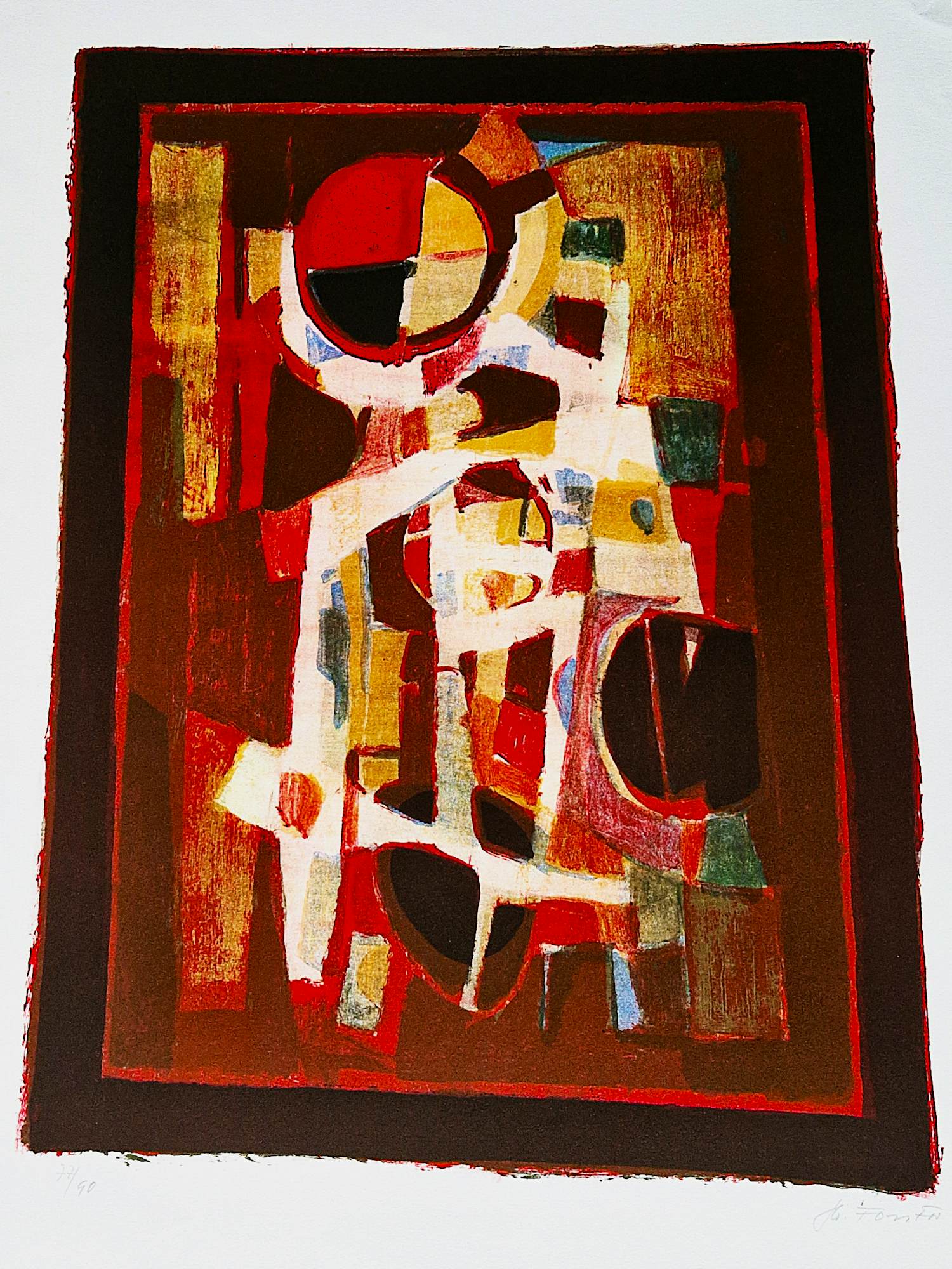 Buy Hans Hafor Forster - Zwitsers kunstschilder en graficus - kleuren Litho - Abstract - gesigneerd? Bid from 36!