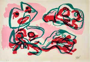 Karel Appel - Two Figures - Litho - E/A gesigneerd! verkocht voor € 625!