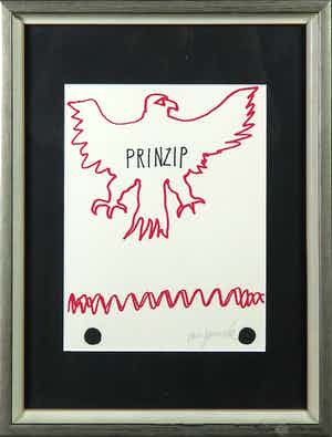 A.R. Penck - Zeldzame, handgesigneerde litho, Prinzip verkocht voor € 1!