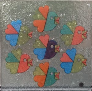 Royal Leerdam - Glazen raam/wanddecoratie met 7 vogeltjes. kopen? Bied vanaf 10!