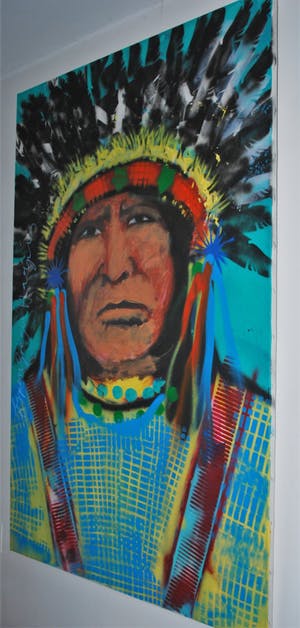 Espen Hagen - Groot schilderij Indiaan kopen? Bied vanaf 395!