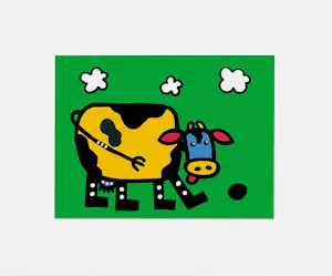Buy Franz Basdera - Kleurengiclee YELLOW COW Handgesigneerd? Bid from 45!