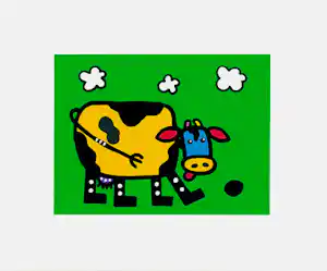 Franz Basdera - Kleurengiclee YELLOW COW Handgesigneerd kaufen? Bieten Sie von 45!