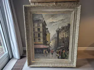 Jan Korthals - olie op doek - stadsaanzicht - gesigneerd l.o. kopen? Bied vanaf 1995!