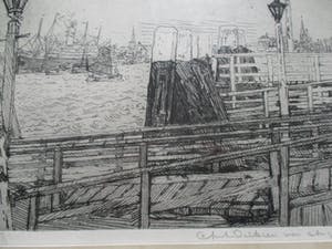 Antoon Derkzen van Angeren - Zicht op de Haven van Rotterdam 1908 kopen? Bied vanaf 65!