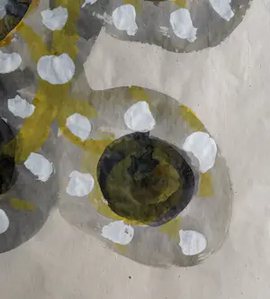 Jac Gijzen - gouache op Nepalees papier | 'Zonder titel' (INGELIJST) kopen? Bied vanaf 20!