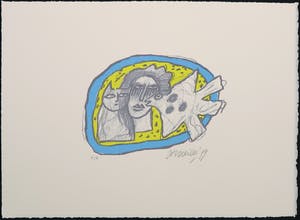 Corneille - Zeefdruk, Chat, femme et oiseau kopen? Bied vanaf 80!