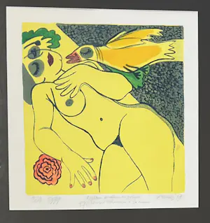 Corneille - Pièce Unique Oiseau couleur de soleil - Met de hand geaquarelleerde ets - 1979 kopen? Bied vanaf 1600!