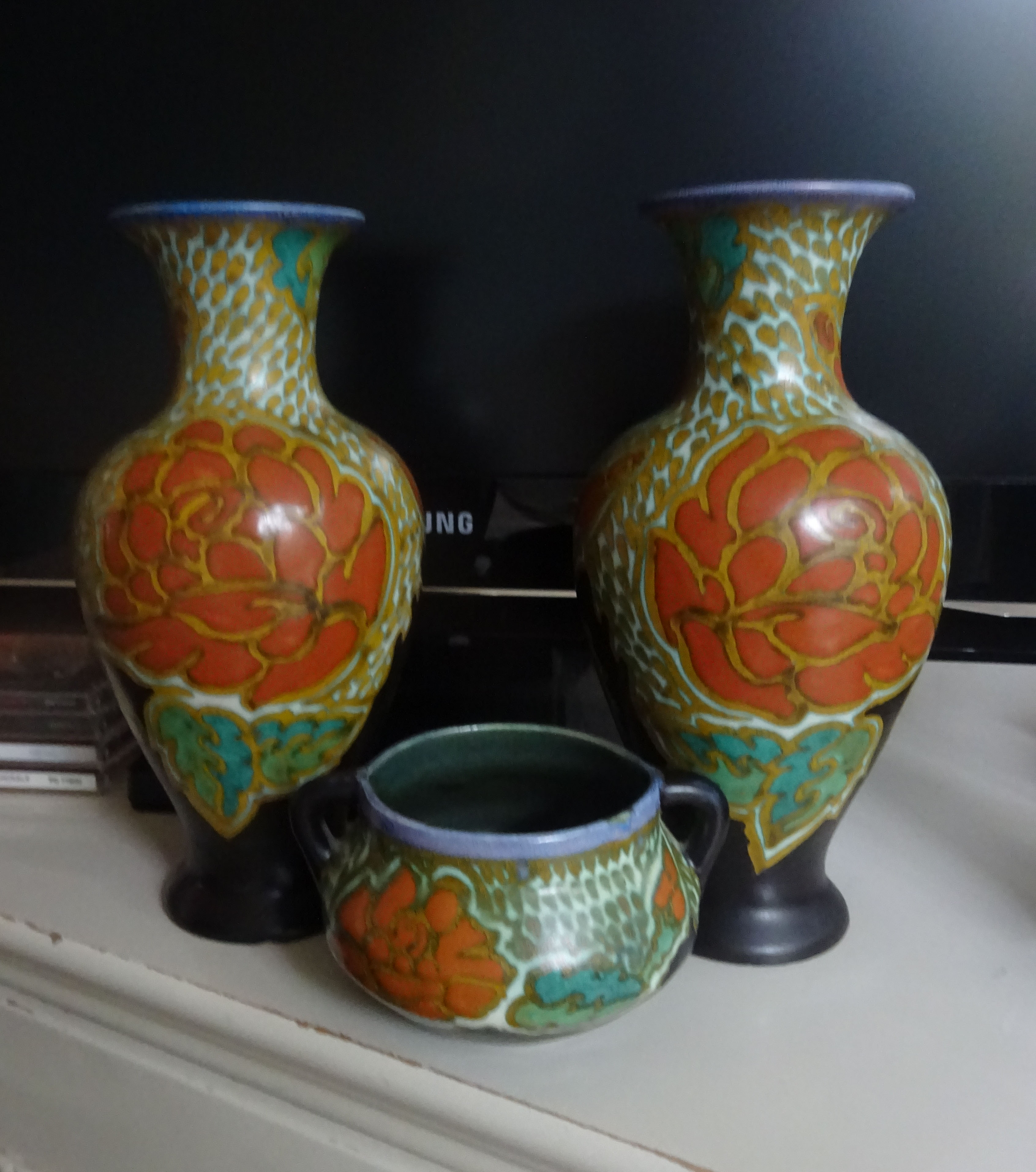 Plateelbakkerij Zuid-Holland - Plazuid- Zuid Holland Gouda Spiegelend plateel kaststel+kom kopen? Bied vanaf 75!