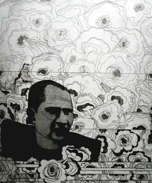 Kees Spermon - ets/aquatint: portret Kees Franse - 1967 verkocht voor € 45!