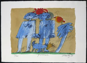 Corneille - Portfolio met vier litho's, Promenade, met een gedicht door Simon Vinkenoog kopen? Bied vanaf 1!