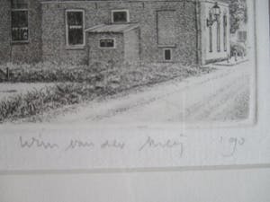 Wim van der Meij - Ingelijste ets "De Woudse Dom" kopen? Bied vanaf 1!