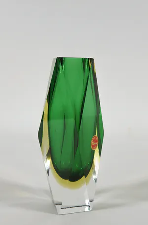 Flavio Poli - Sommerso vaas in groen en geel - Uitgevoerd door Seguso kopen? Bied vanaf 1!