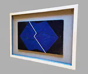 Pieter de Haard - geometrisch abstract acrylverf "variabele vijfhoek" - 1972 - in originele lijst verkauft für € 165!